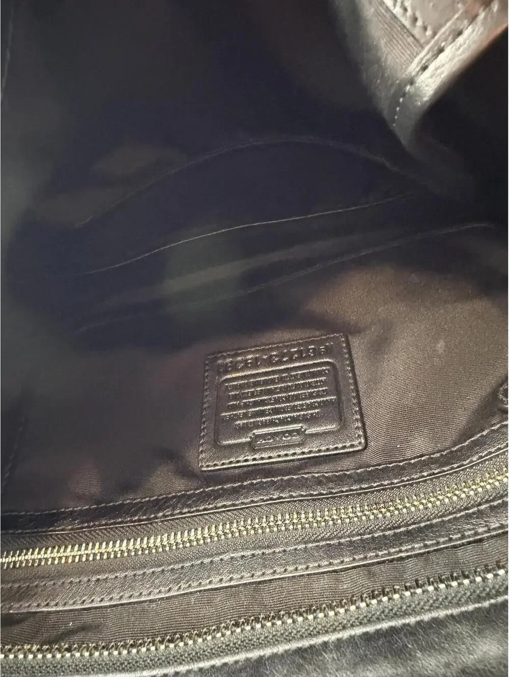 Coach Leather Tote Bag Black Shoulder Bag Large Logo Classic Purse
